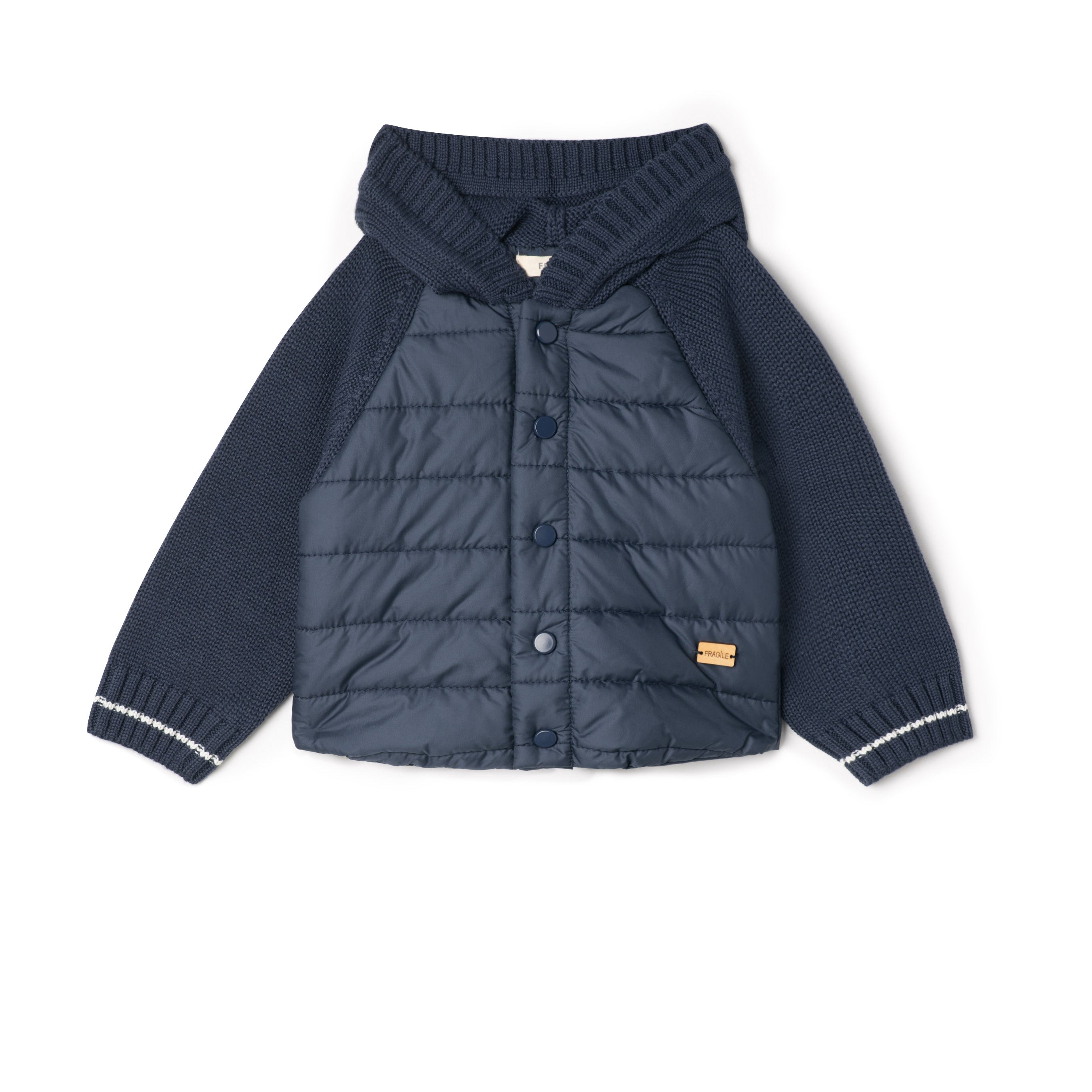 Quilted Coat With Pointy Knit Hood