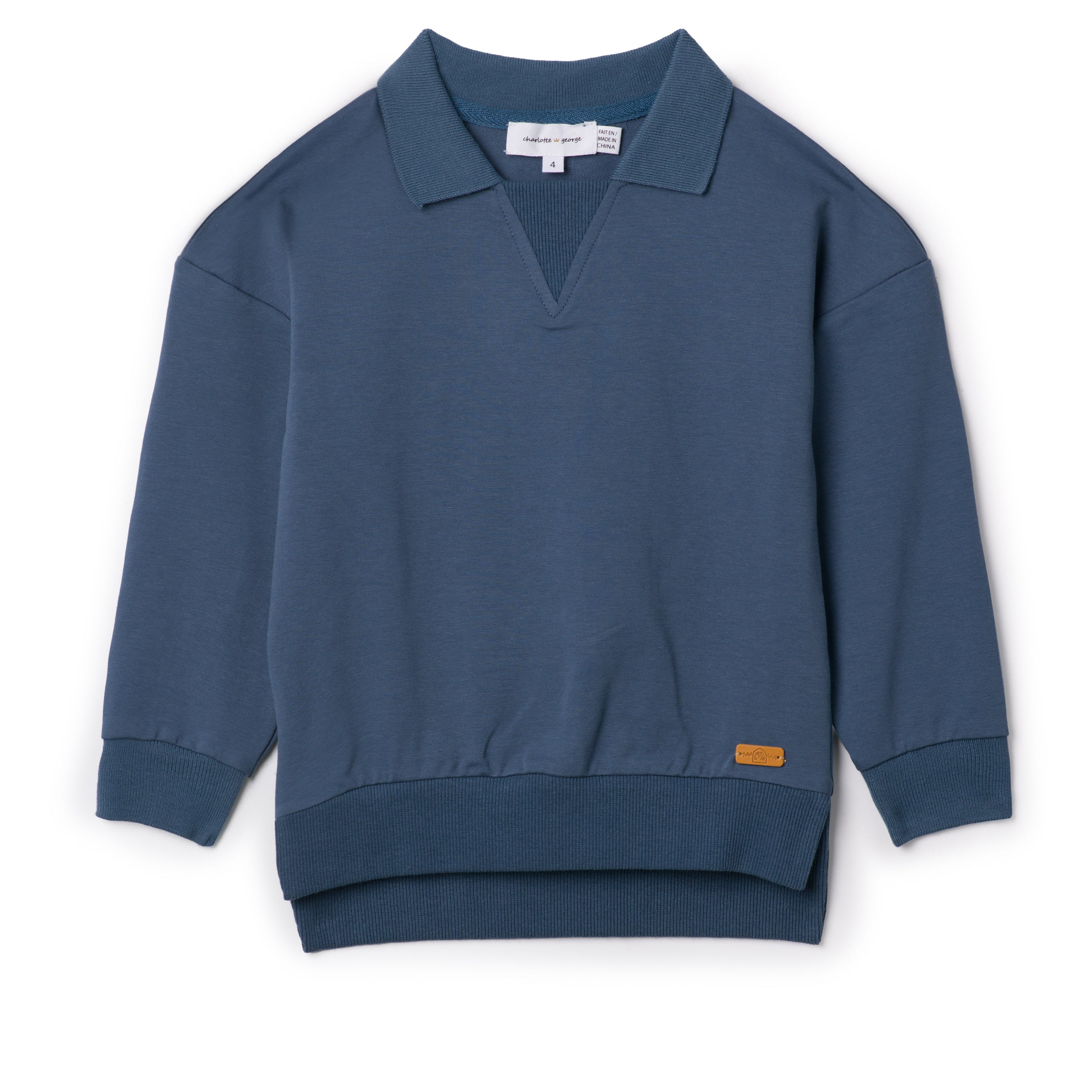 Top With French Fleece And 2X2 Rib Sleeves