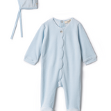 Baby Cotton Velour Romper Set With Scallop Detail