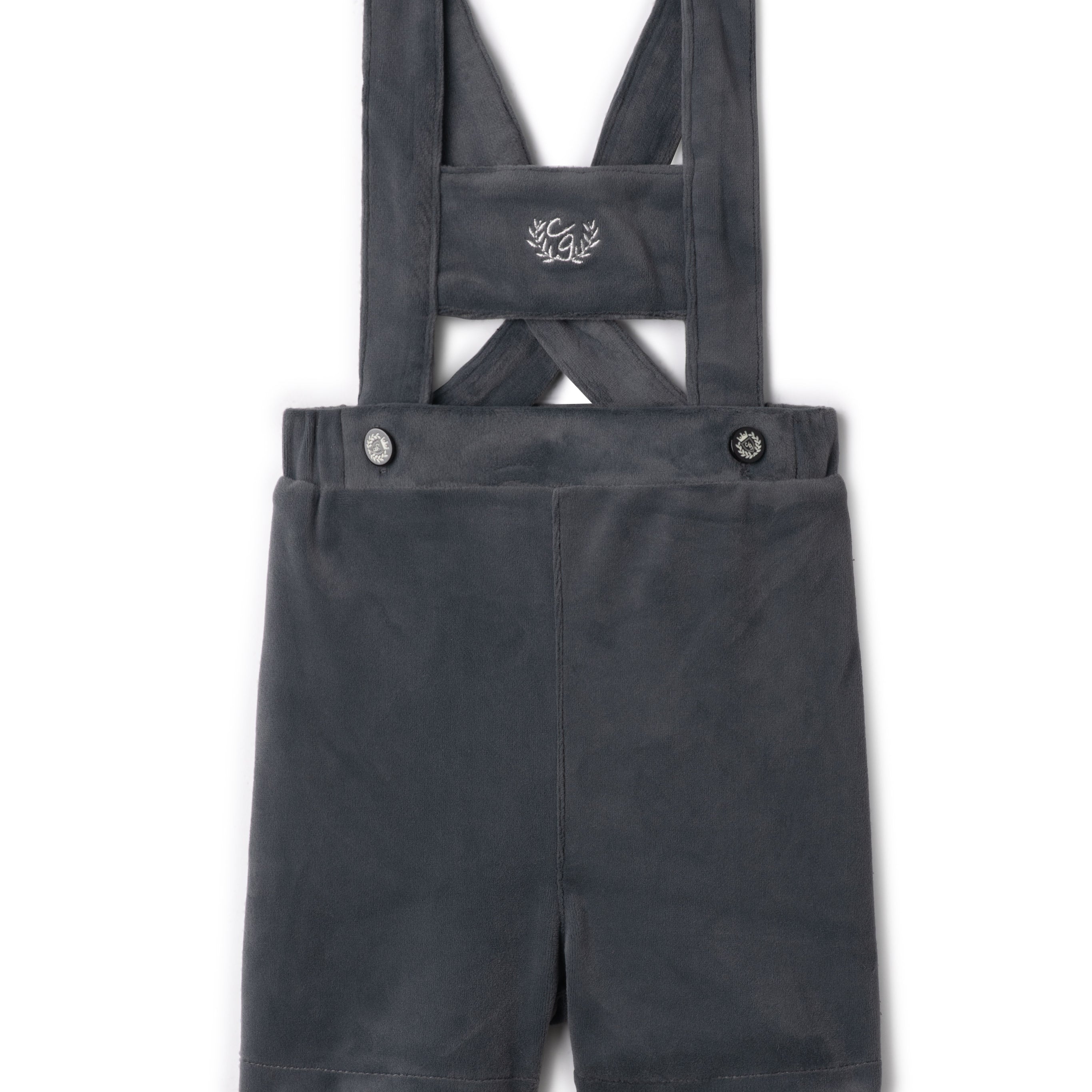 Boys Overall With Crest Embroidery