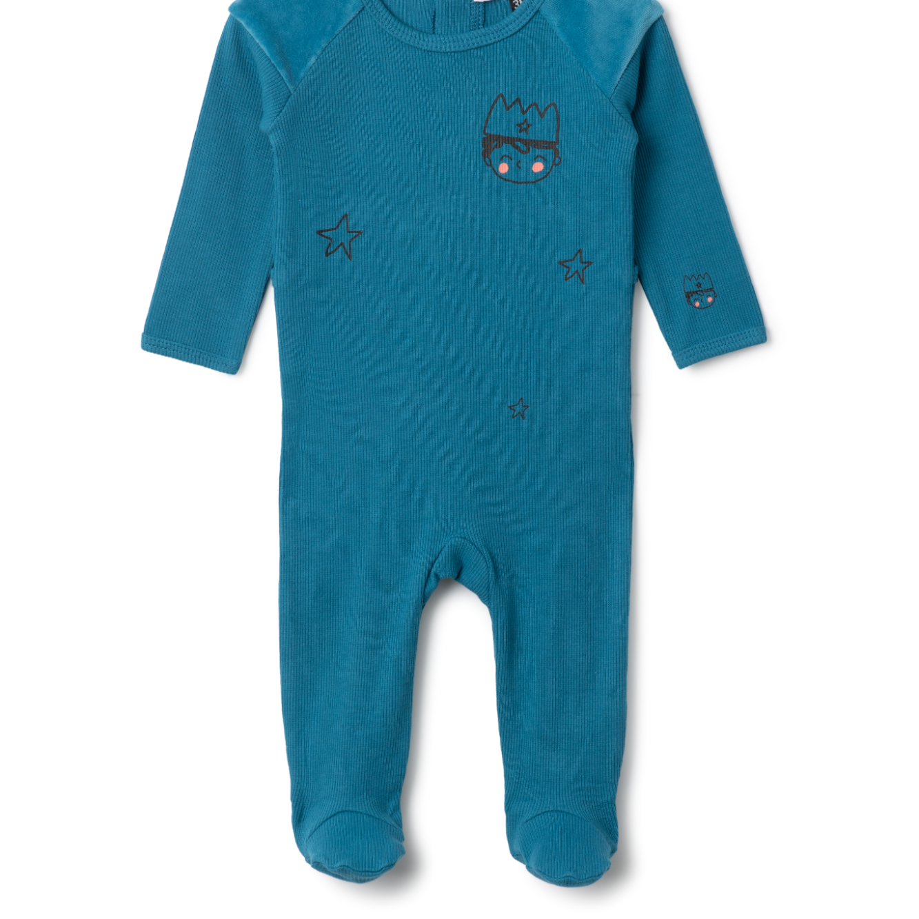 Baby Romper With Boy Faces Print