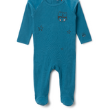 Baby Romper With Boy Faces Print