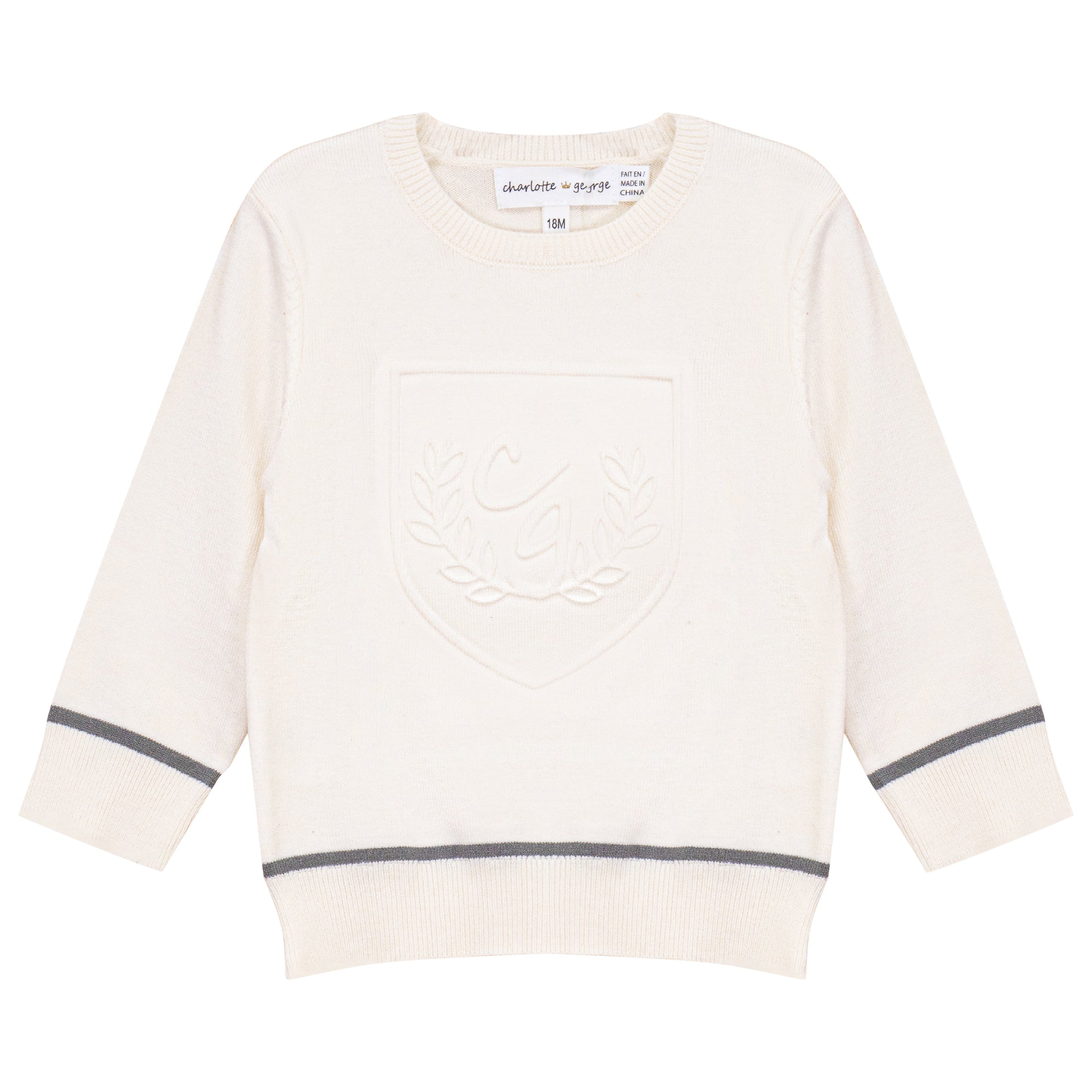 Boys Crew Neck Knitted Top With Embossed Crest