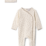 Baby Flower Jersey Knit  Romper Set With Scallop Stitches