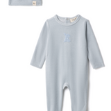 Baby Cotton Velour Stretchy With Bunnies Applique