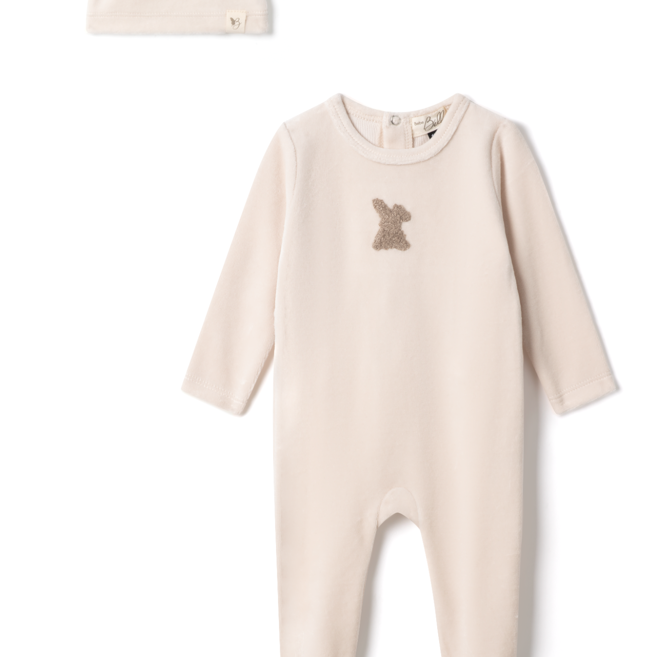 Baby Cotton Velour Stretchy With Bunnies Applique