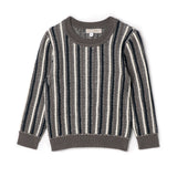Boys Knit Sweater With Multi Color Knit Stripes