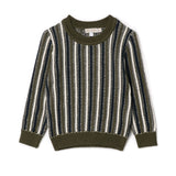 Boys Knit Sweater With Multi Color Knit Stripes