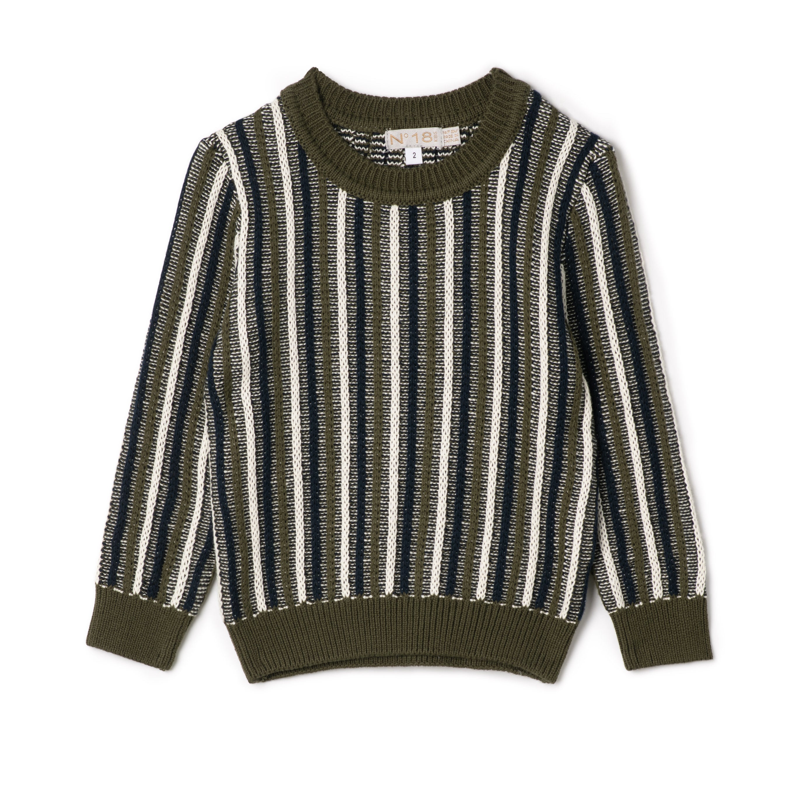 Boys Knit Sweater With Multi Color Knit Stripes