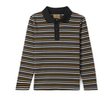 Boys Waffled Stripped Polo Long Sleeves
