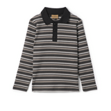 Boys Waffled Stripped Polo Long Sleeves