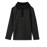 Boys Washed Waffled Polo Long Sleeves