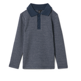 Boys Washed Waffled Polo Long Sleeves