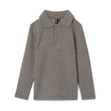 Boys Washed Waffled Polo Long Sleeves
