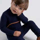 Baby Boys Color Cable Knit Overall With Mock Neck Shell