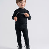 Baby Boys Color Cable Knit Overall With Mock Neck Shell