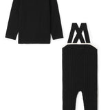 Baby Boys Color Cable Knit Overall With Mock Neck Shell