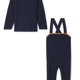 Baby Boys Color Cable Knit Overall With Mock Neck Shell