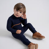 Baby Boys Color Cable Knit Overall With Mock Neck Shell