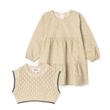 Girls Woven Dress With Removable Knit Vest