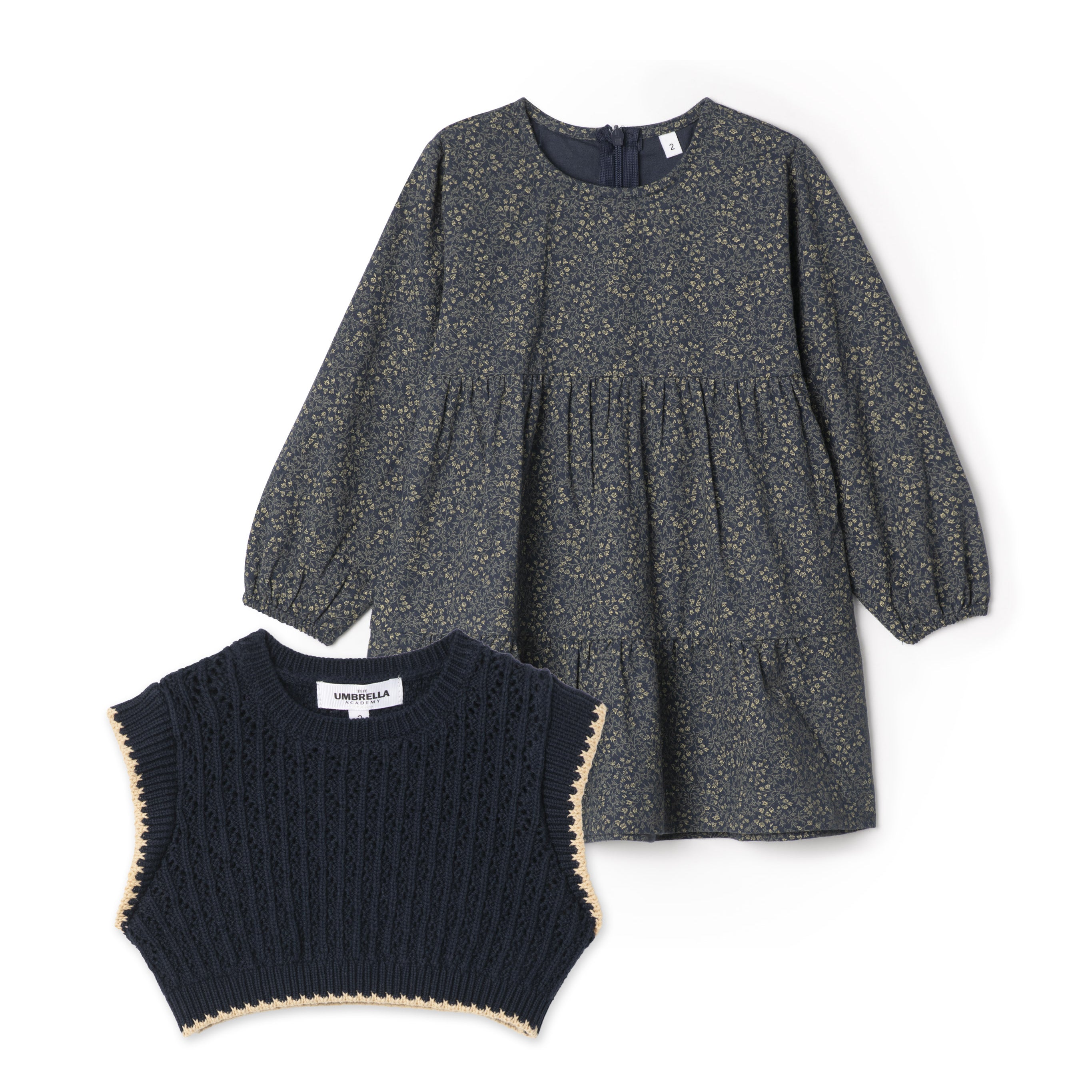 Girls Woven Dress With Removable Knit Vest