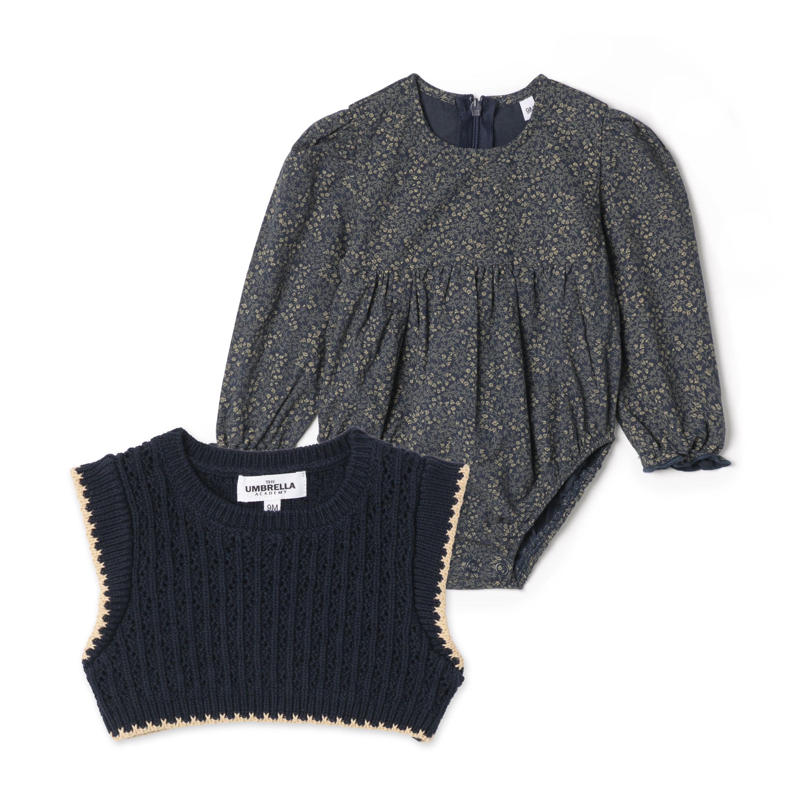 Baby Girls Woven Bubble With Removable Knit Vest