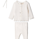 Baby Knit Set With Crochet Trim