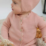 Baby Knit Set With Crochet Trim