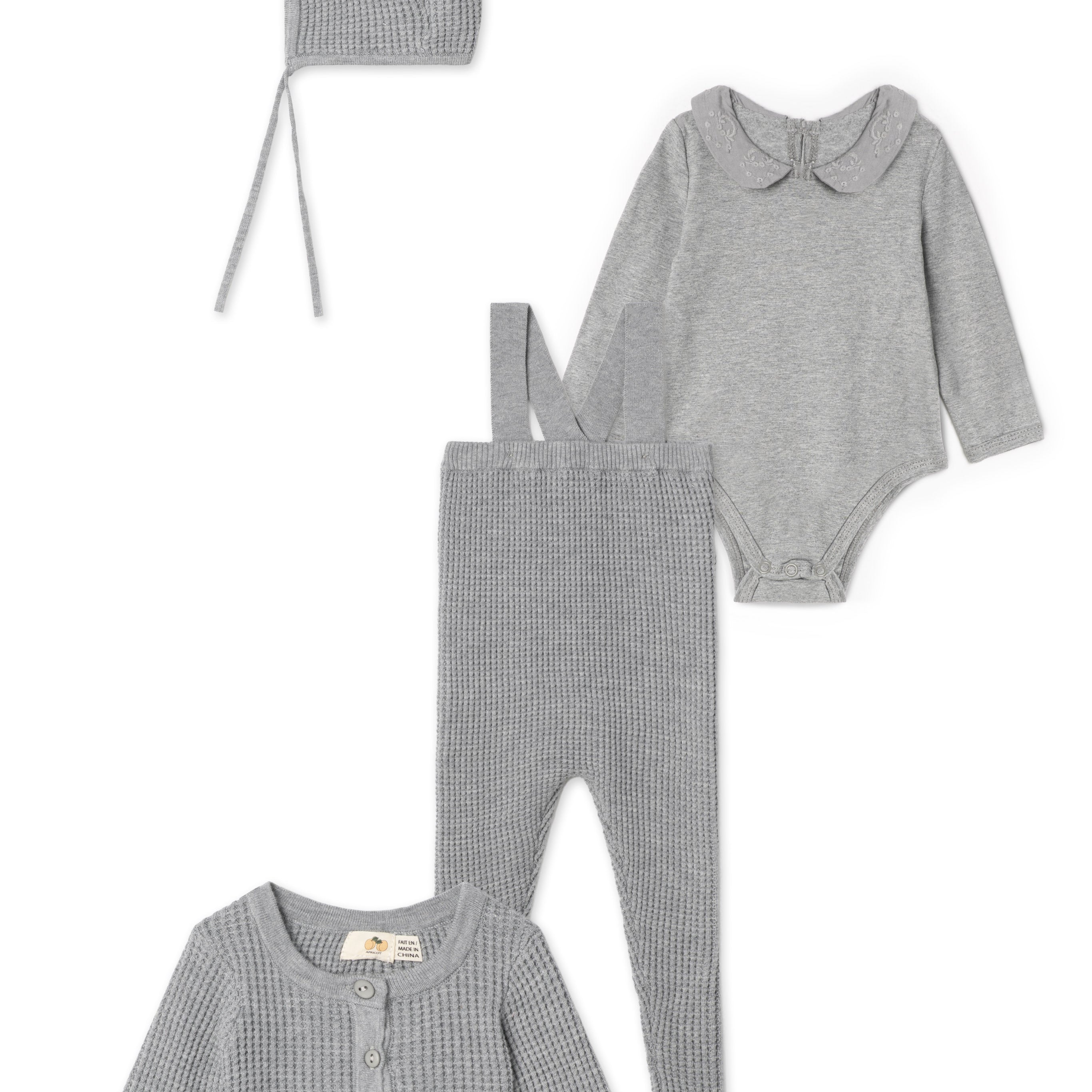 Baby Waffle Knit Overall Set