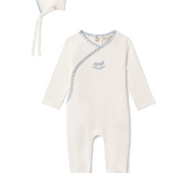 Fake Wrap Stretchie With Embroidery Layette