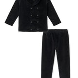 Dotted Velour Fake Double Breast 2 PCS