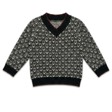 Jacquard Knit V Neck Sweater