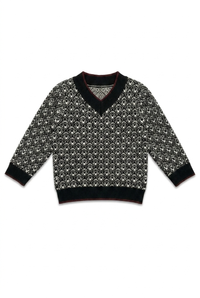 Jacquard Knit V Neck Sweater