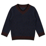 Jacquard Knit V Neck Sweater