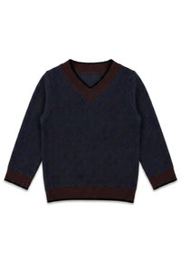 Jacquard Knit V Neck Sweater