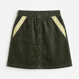 Corduroy Button-Front Skirt