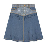 Two-Tone Denim Mini Skirt