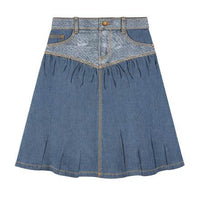 Two-Tone Denim Mini Skirt