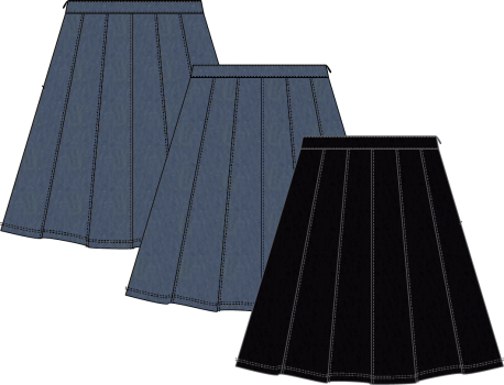 Paneled Denim Skirt