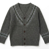 Boys Textured Knit Cardigan With fair Isle Trim