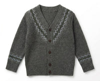 Boys Textured Knit Cardigan With fair Isle Trim