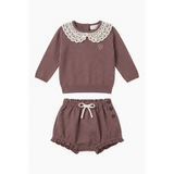Crochet Collar Sweater & Bloomer Set