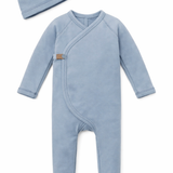 Baby french Terry Romper Set With Saddle Stitches Trim
