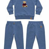 Hook Stitch Bear Sweatshirt & Pant Set
