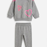 Heart Print Sweatshirt & Pants Set