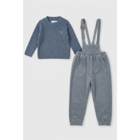 Knit Overall & Mock Neck Top Set