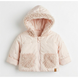 Faux Fur Trim Hooded Coat
