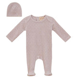 Allover Circle Print Velour Footie