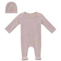 Allover Circle Print Velour Footie