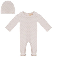 Allover Circle Print Velour Footie